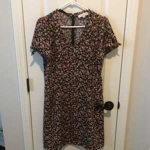 Loft Women’s 12P Spring Summer Floral Print Sun Dress w/ Short Tie Knot Sleeves